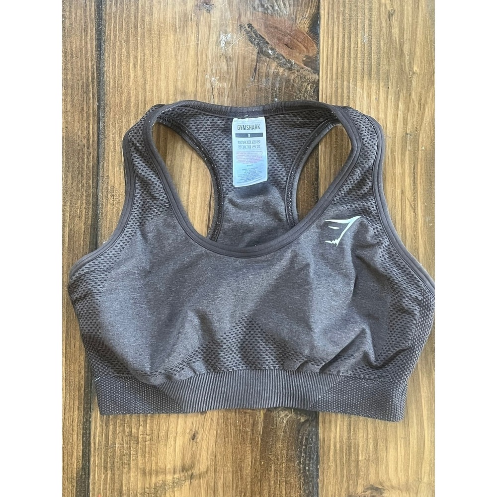 Gymshark Vital Seamless Sports Bra Charcoal Grey Marl Racerback Mesh Small